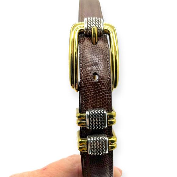 Brighton Womens Belt Brighton Classics Brown Two Tone Silver Western Cowgirl - Picture 3 of 13